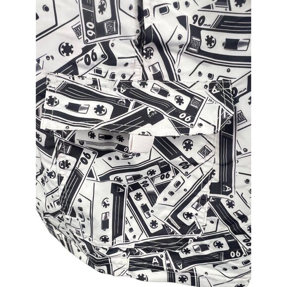 Kanalei Bay NWT Cassette Print Mens Swim Shorts L Black White Lined Beach Summer - Picture 7 of 10